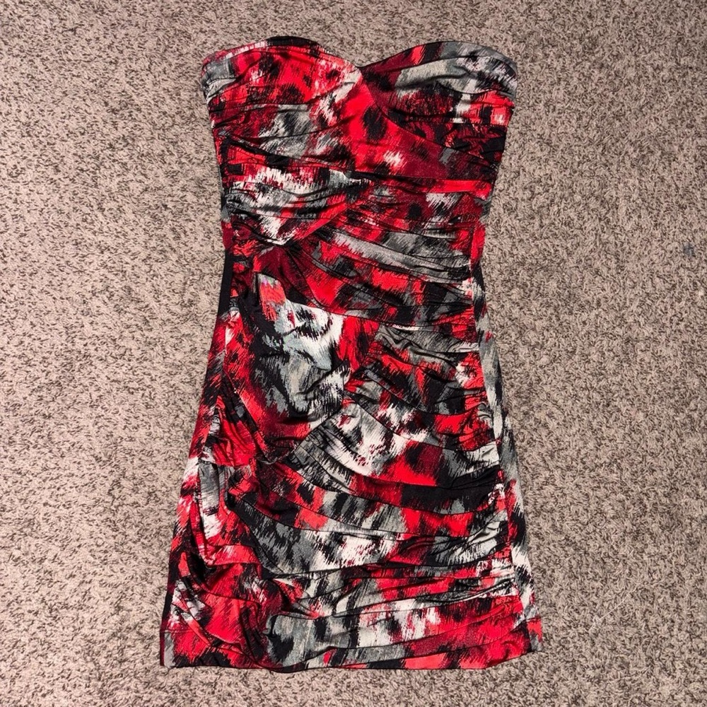 Body Central Red and Black Strapless Dress